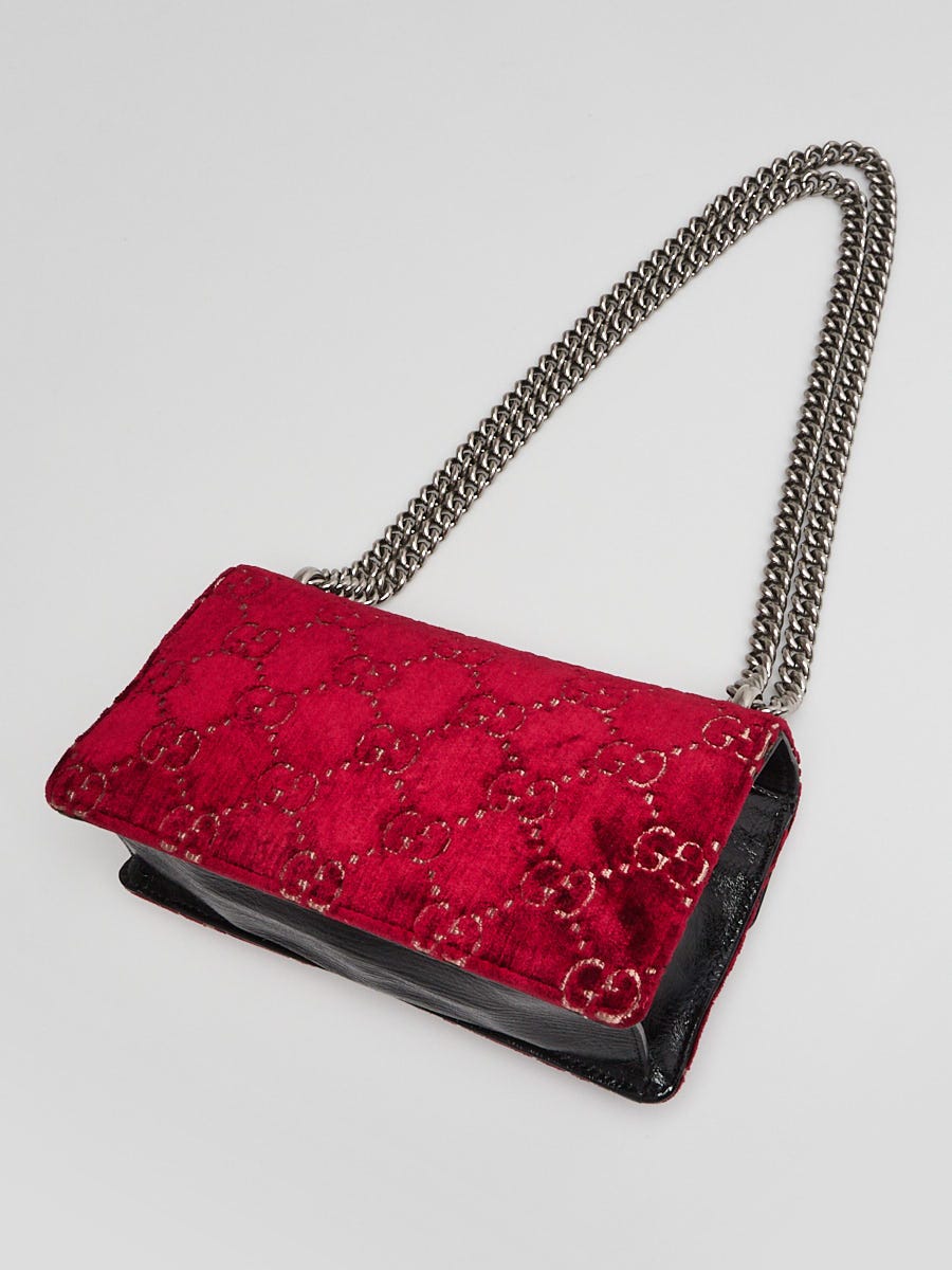 Gucci Red GG Embossed Velvet Dionysus Small Shoulder Bag | Yoogi's