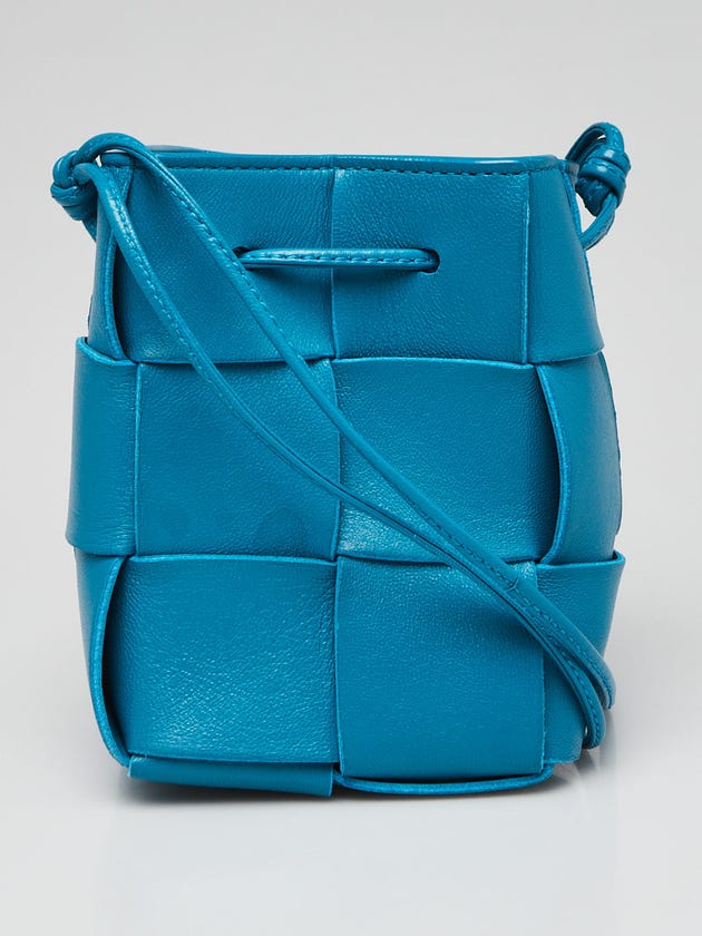 Bottega Veneta Blueprint Intrecciato Woven Leather Mini Cassette Bucket Bag
