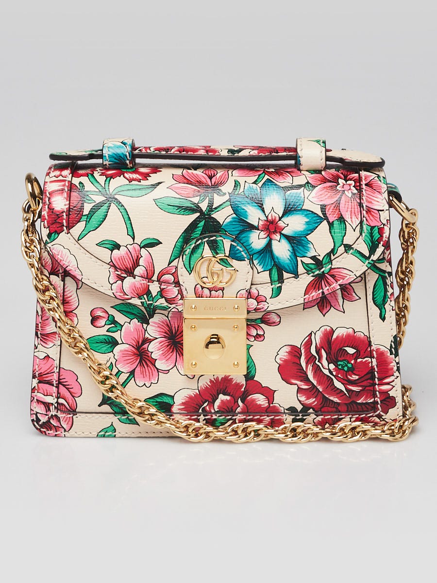 Gucci Multicolor Brit Roses Print Leather Ophidia Mini