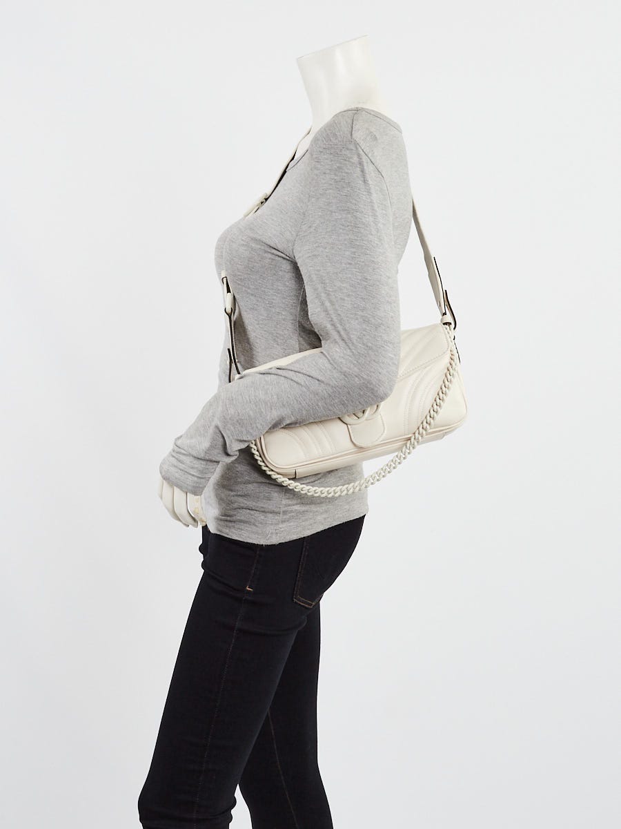 Gucci White Quilted Leather Marmont Crossbody Flap Bag