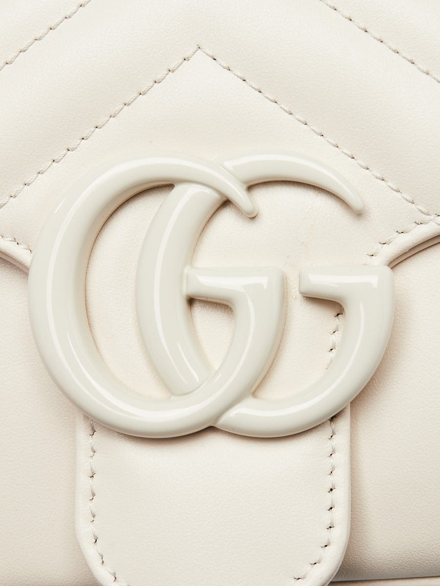 Gucci White Quilted Leather Marmont Crossbody Flap Bag Gucci White Quilted Leather Marmont Crossbody Flap Bag