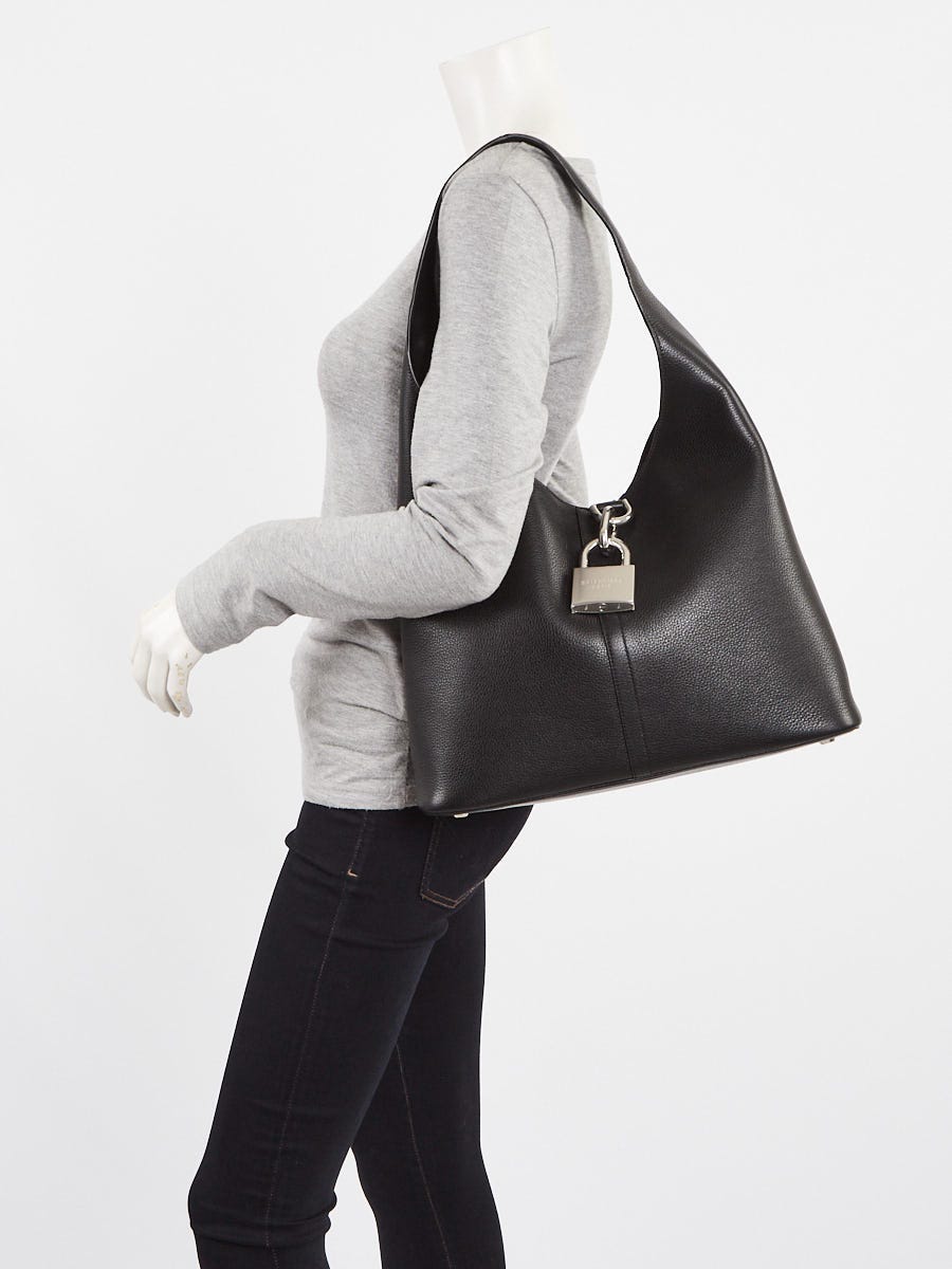 Balenciaga Black Pebbled Leather Medium Locker Hobo Bag
