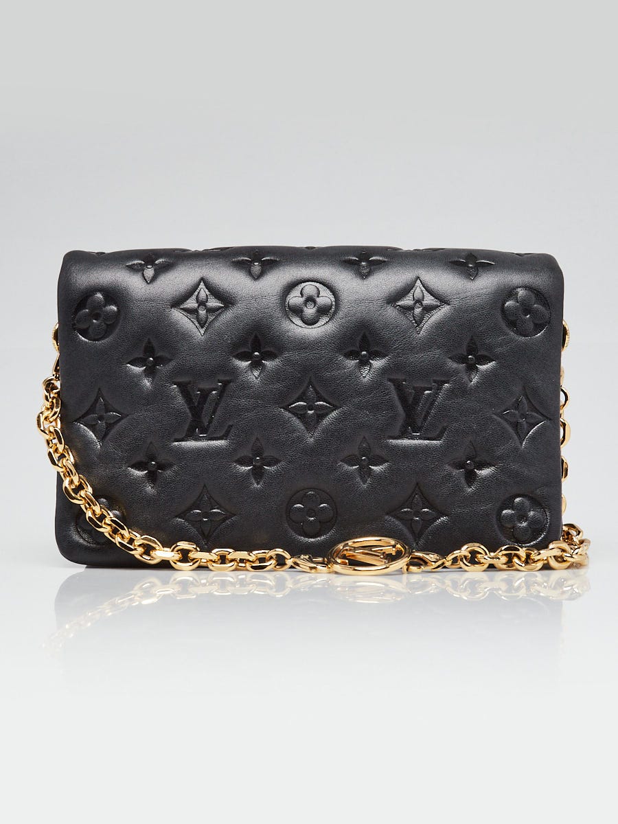 Louis Vuitton Black Monogram Embossed Lambskin Leather Coussin Pochette Bag  | Yoogi's Closet