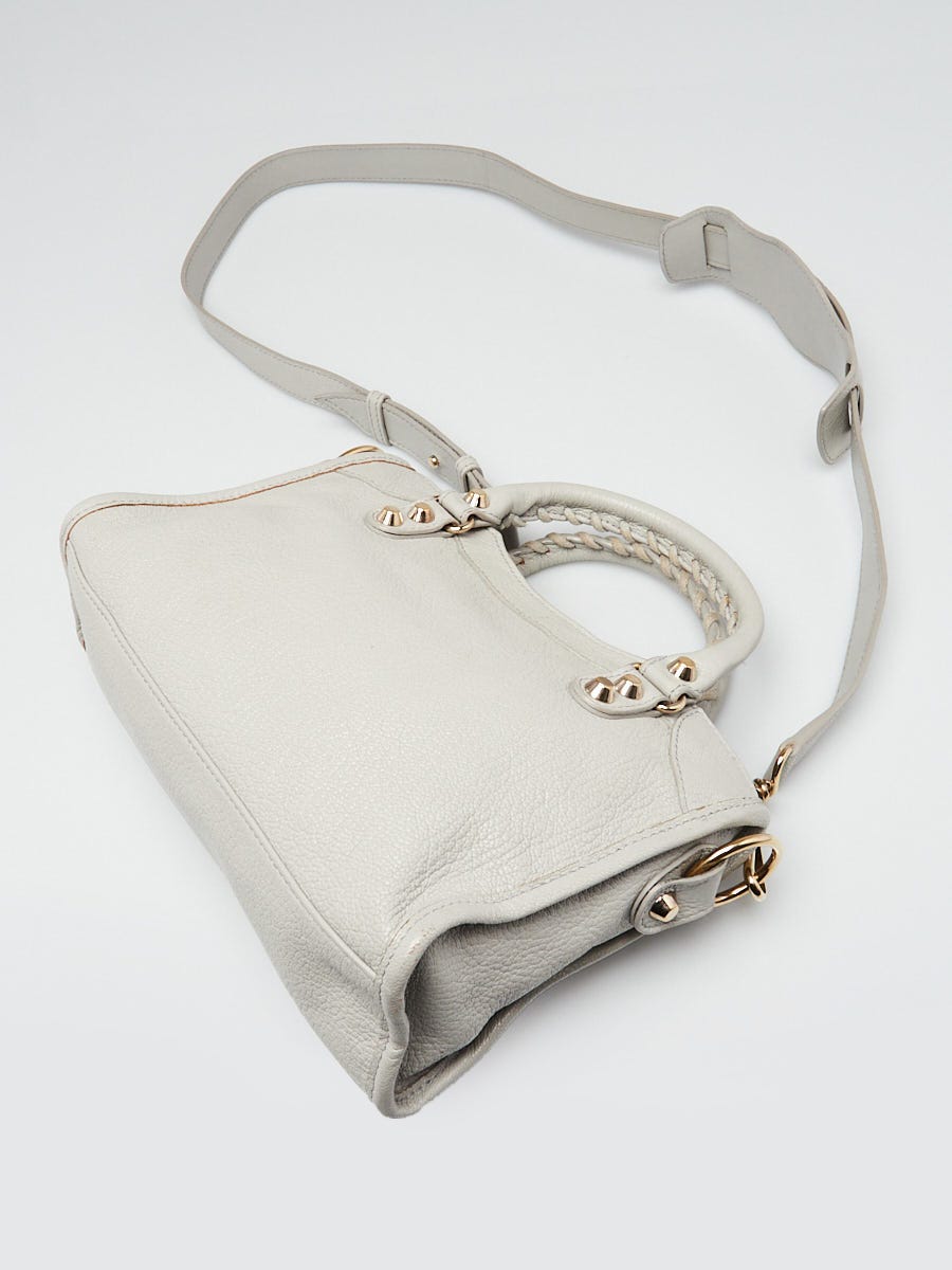 Balenciaga Light Grey Chevre Leather Metallic Edge Mini City