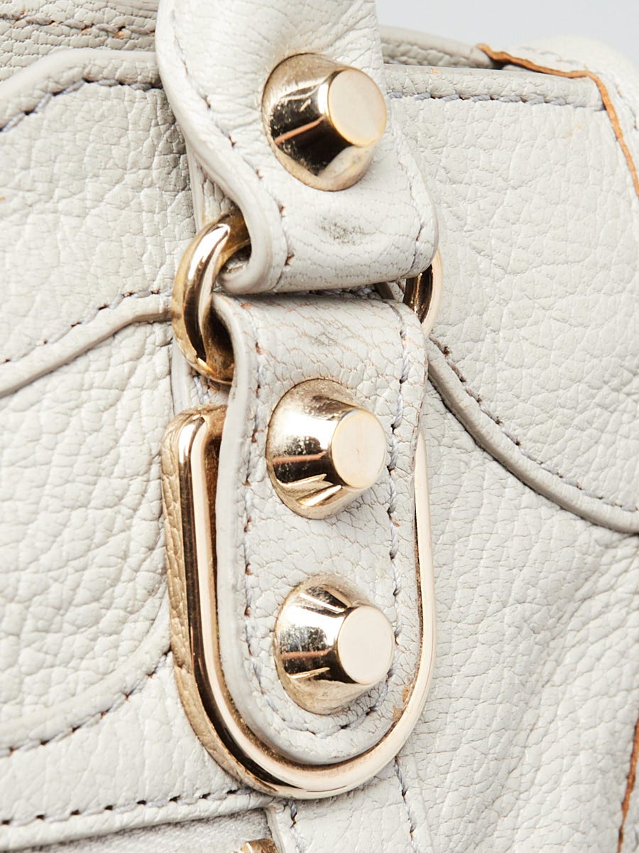 Balenciaga Light Grey Chevre Leather Metallic Edge Mini City Bag