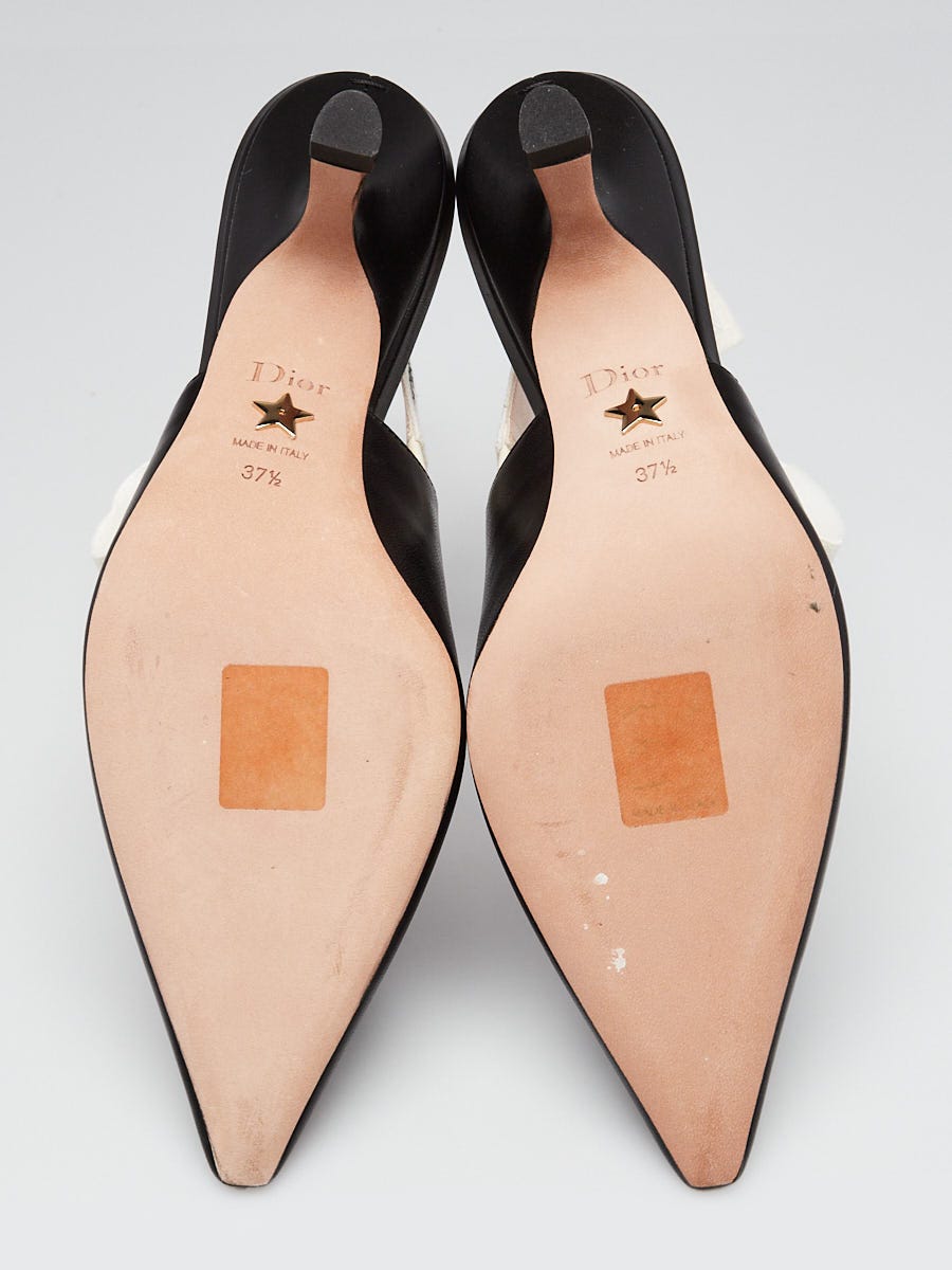 Christian Dior Black Leather J'Adior Slingback Pumps Size 7