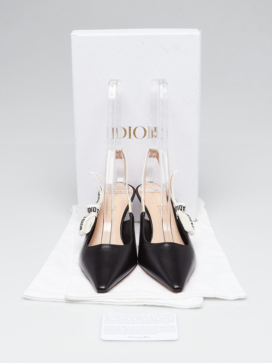 Christian Dior Black Leather J'Adior Slingback Pumps Size 7