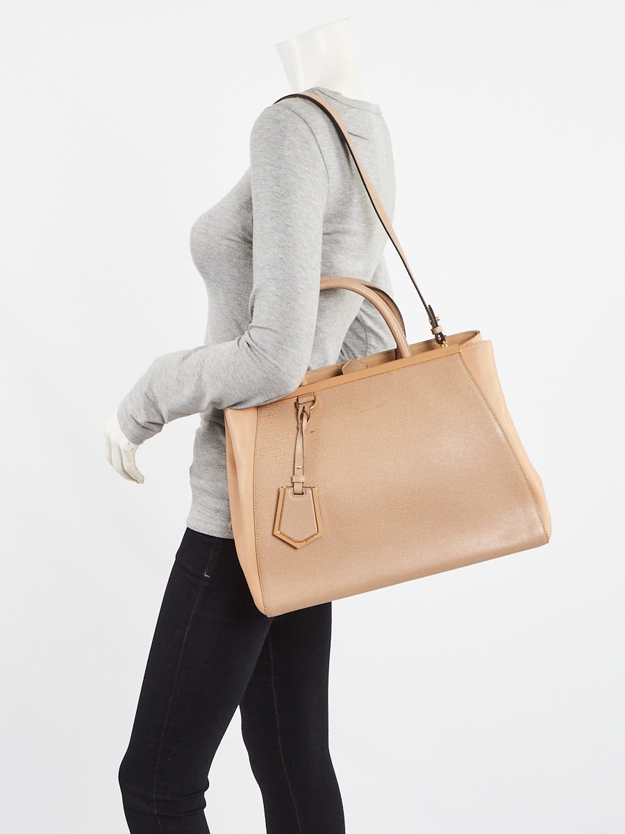 Fendi Beige Saffiano Leather Medium Sac 2jours Elite Tote