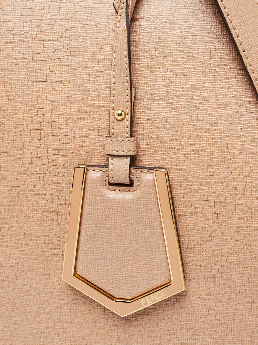 Fendi Beige Saffiano Leather Medium Sac 2jours Elite Tote Bag