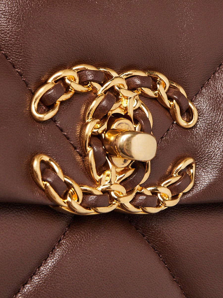 Chanel Brown Quilted Lambskin Leather Chanel 19 Large Flap Bag