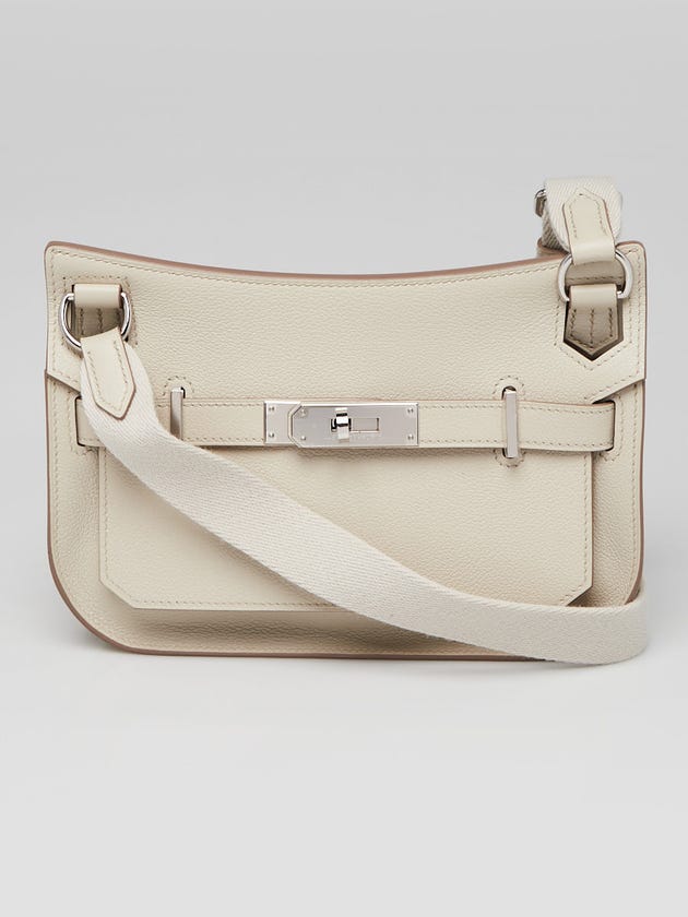 Hermes Beton Evercolor Leather Palladium Plated Mini Jypsiere Bag