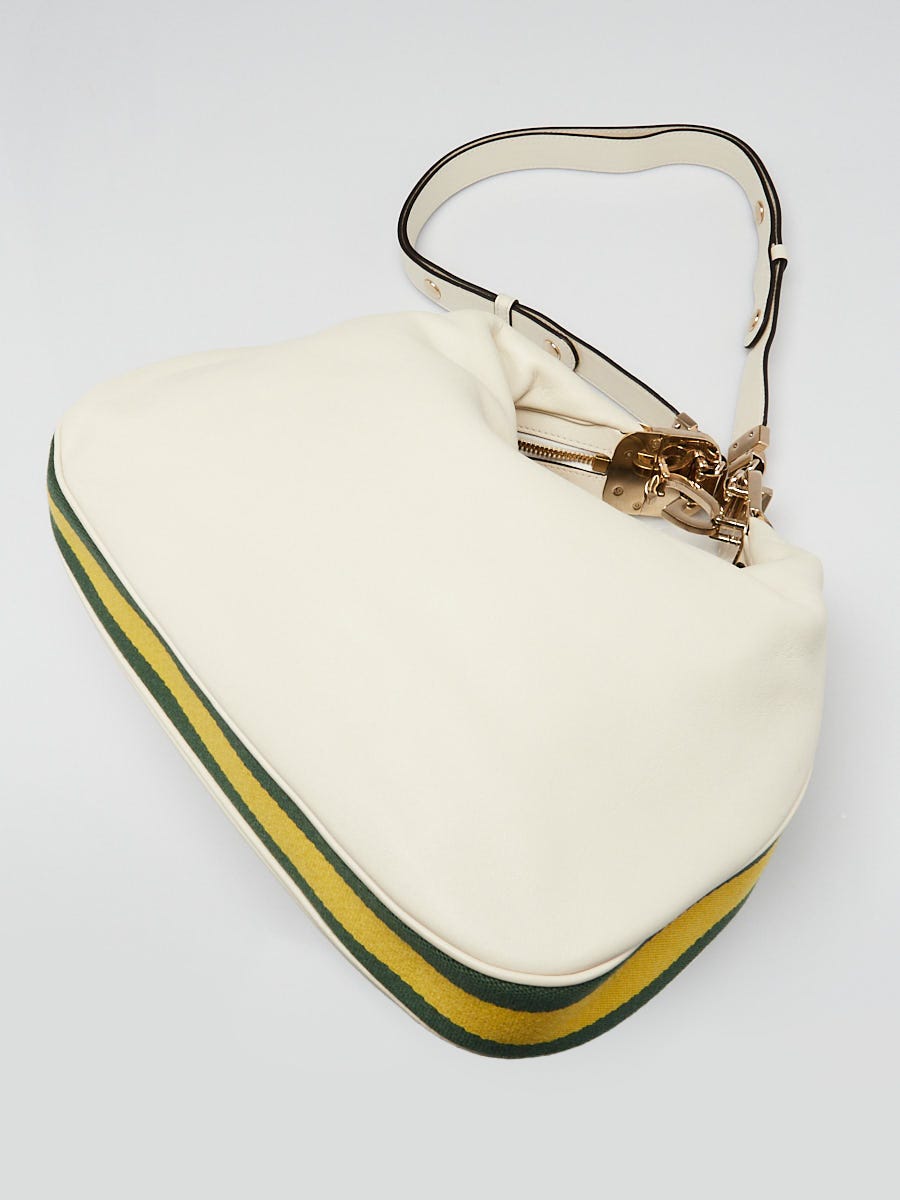Gucci White Leather Vintage Web Medium Attache Crossbody Bag Gucci White Leather Vintage Web Medium Attache Crossbody Bag