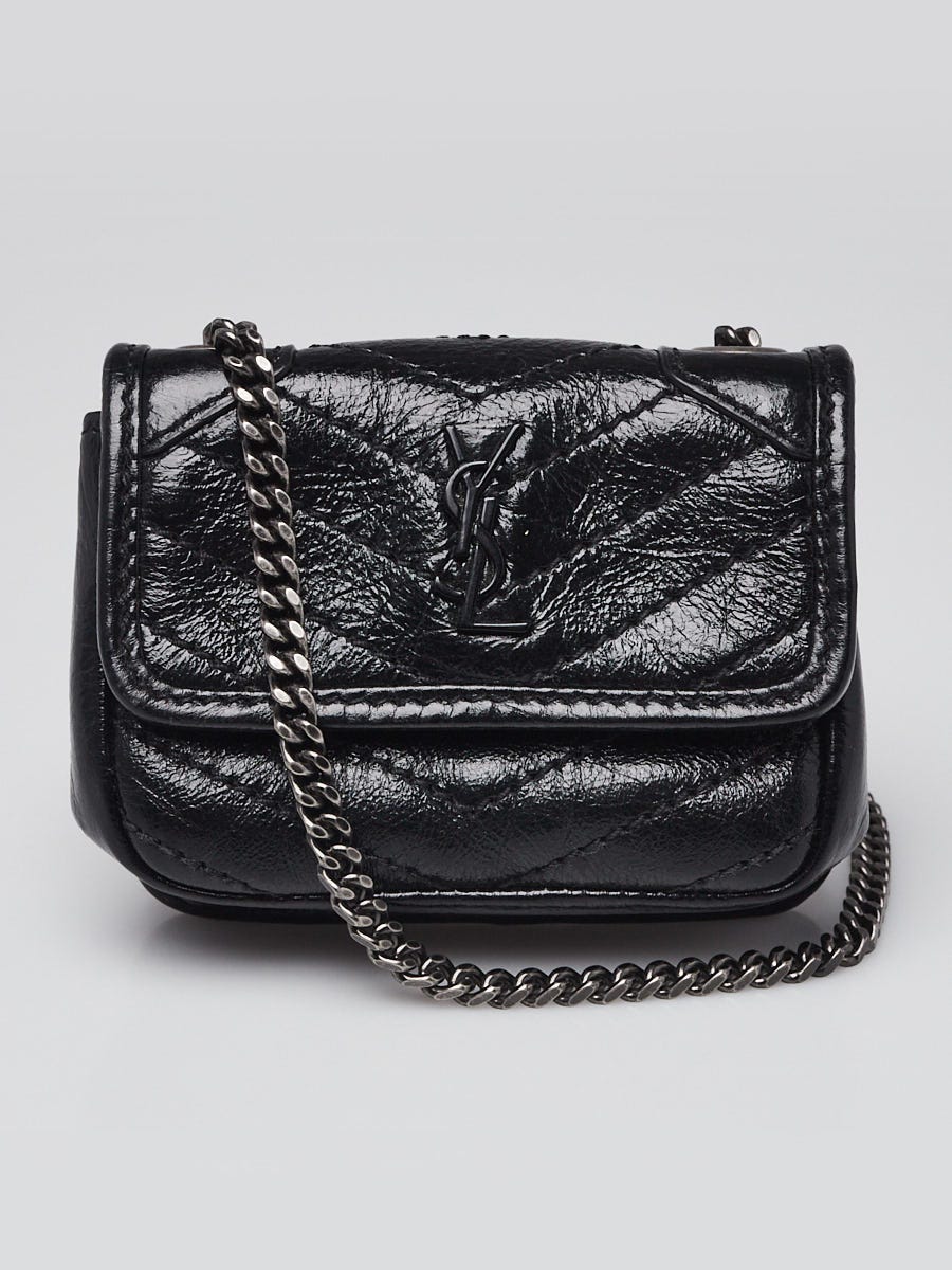 【SAINT LAURENT】Niki AirPods ホルダー ショルダーバッグ Saint Laurent Pre-Owned 2022 Micro Crinkled Leather Niki