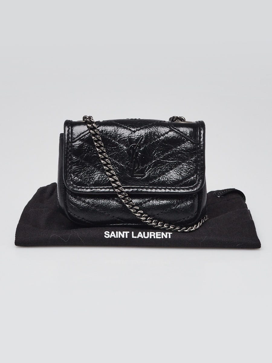 【SAINT LAURENT】Niki AirPods ホルダー ショルダーバッグ Saint Laurent Pre-Owned 2022 Micro Crinkled Leather Niki