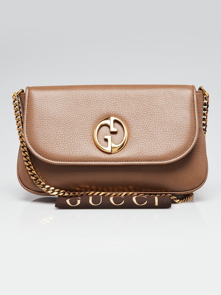 Gucci Brown Leather 1973 Bucharest Exclusive Chain Shoulder Bag