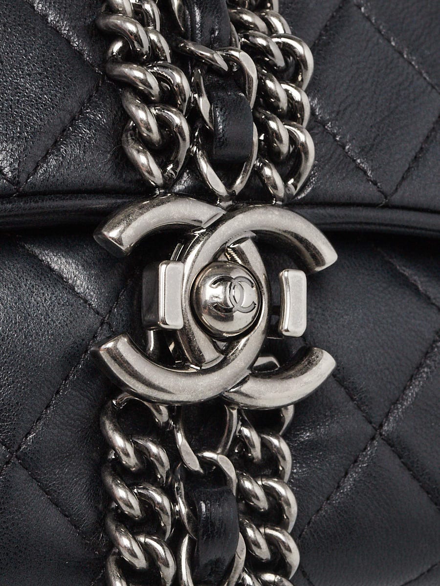 Chanel Black Quilted Lambskin Leather Classic Evening Clutch Chain