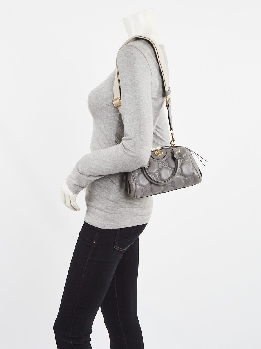 Gucci Grey GG Stitched Leather Matelassè Mini Bag | Yoogi's Closet
