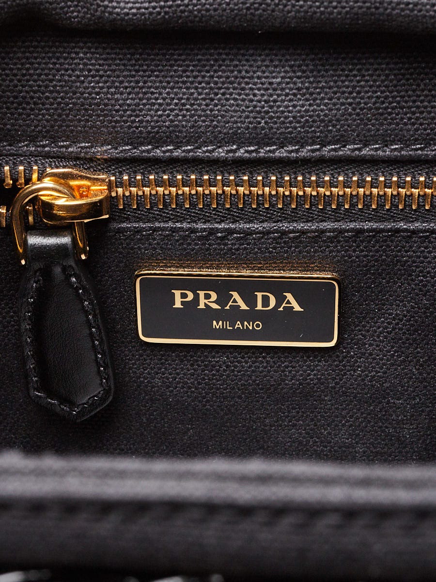 Prada Black Midollino and Canvas Shopping Tote Bag 1BG835 Prada Black Midollino and Canvas Shopping Tote Bag 1BG835