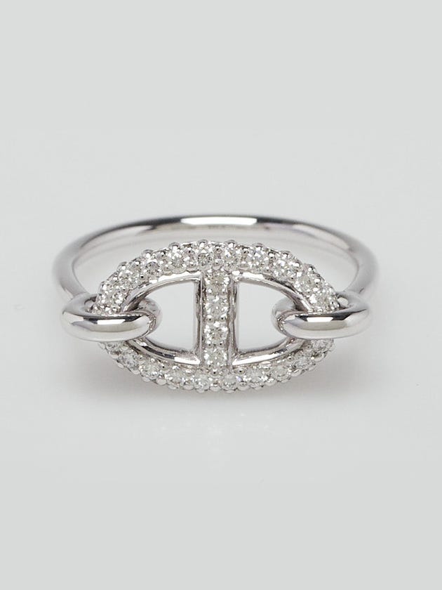 Hermes 18k White Gold and Diamonds Farandole Ring Size 5.25/50