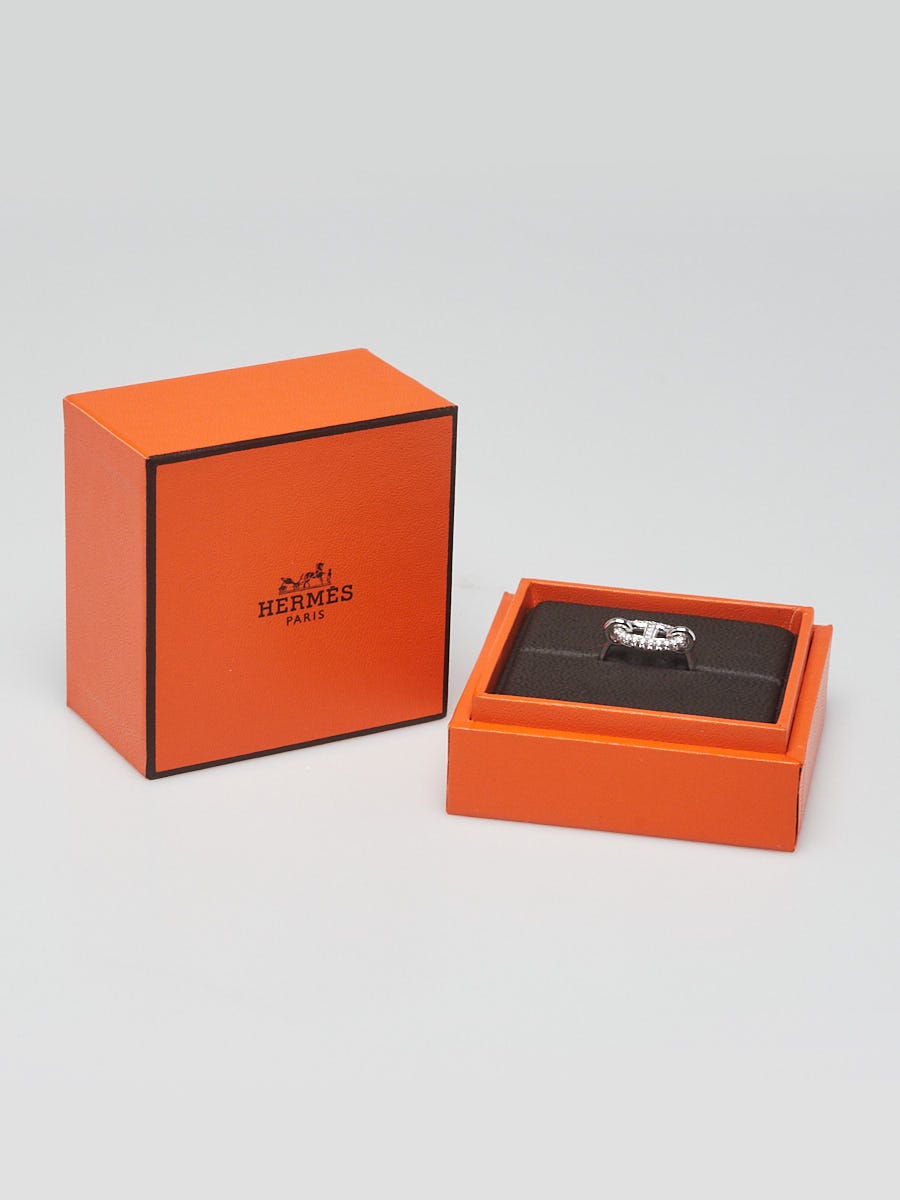 Hermes 18k White Gold and Diamonds Farandole Ring Size 5.25/50