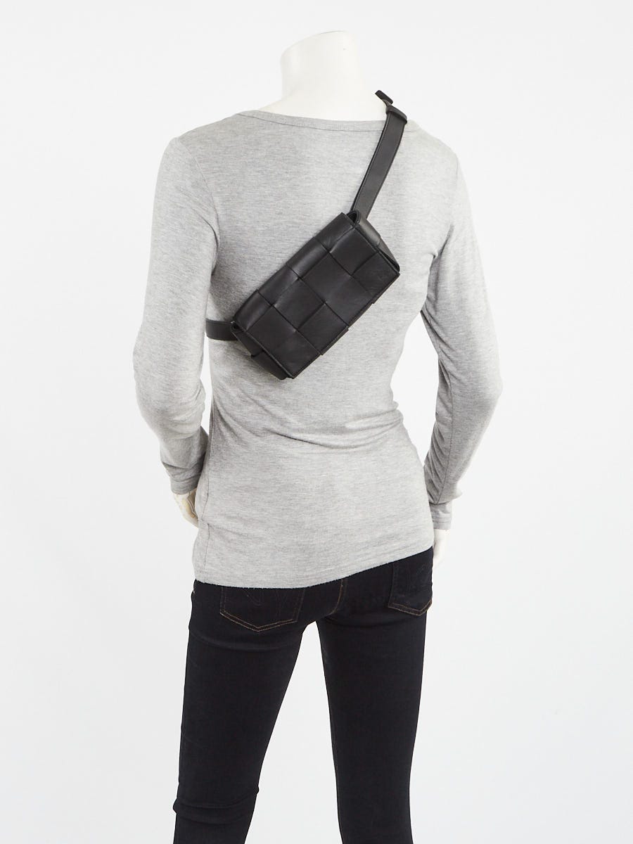 Bottega Veneta Black Nappa Leather Maxi Weave Cassette Belt
