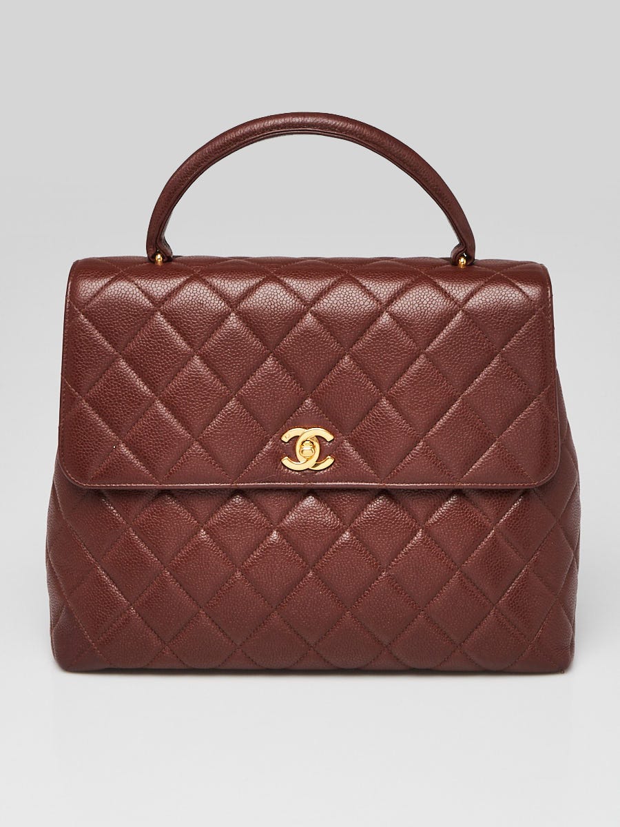 Chanel Brown Quilted Caviar Leather Kelly Top Handle Bag | Yoogi's