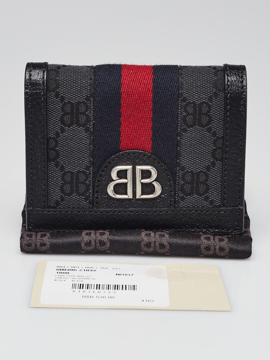 Balenciaga x Gucci Black/Grey Canvas/Leather The Hacker Project Compact  Card Holder Wallet | Yoogi's Closet