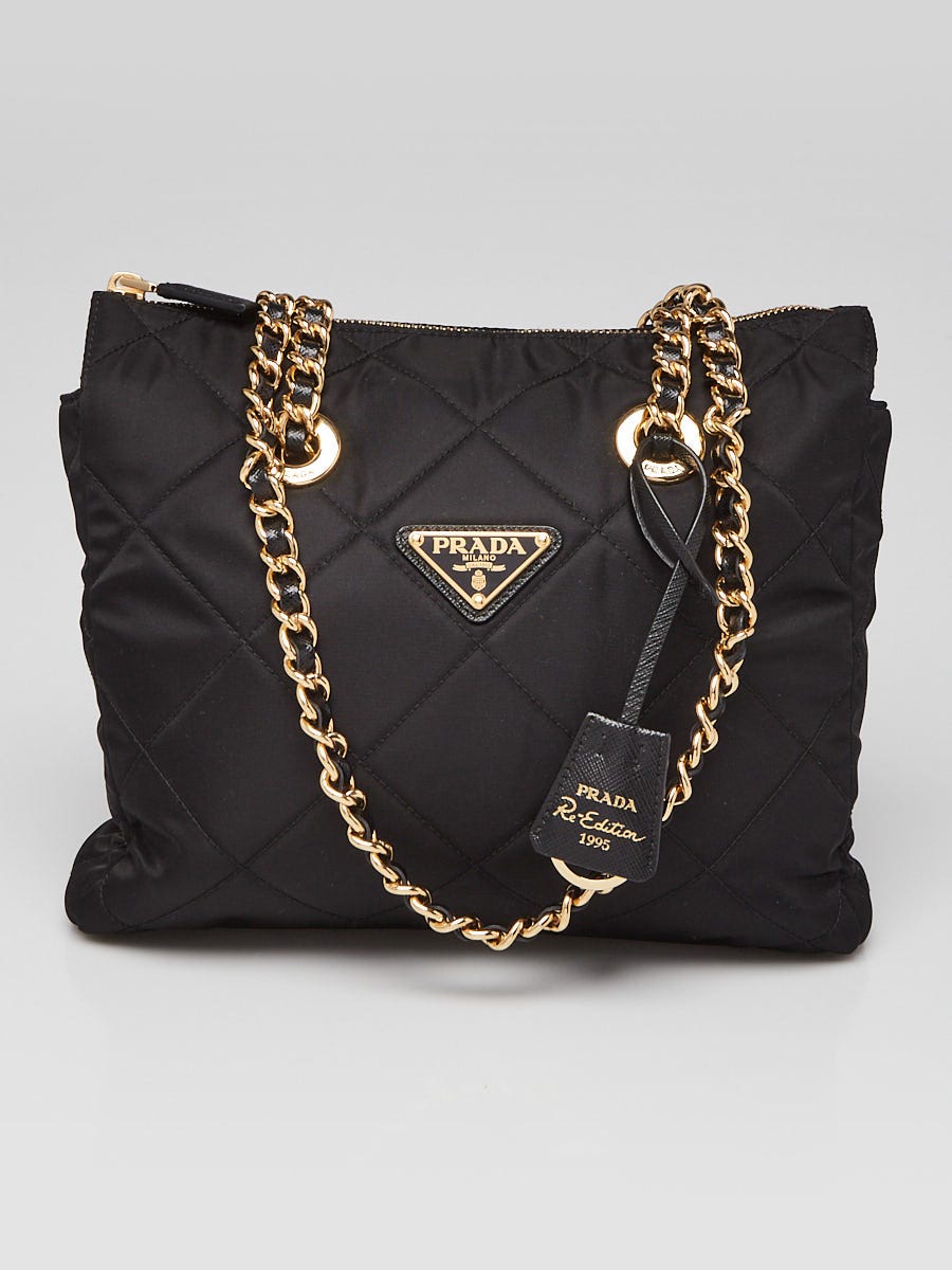 Prada black quilted chain wallet bag on sale