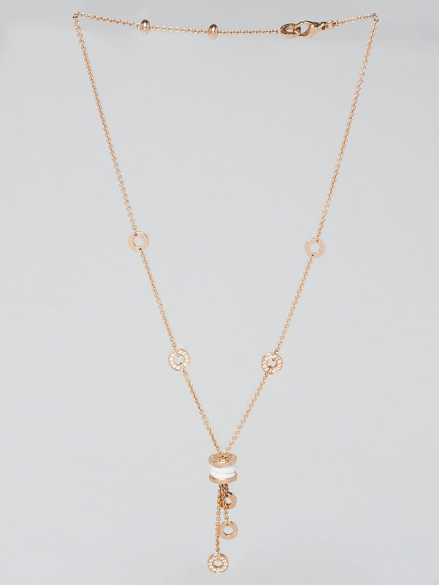 Bvlgari 18k Rose Gold and Diamond B.zero1 Lavalier Necklace