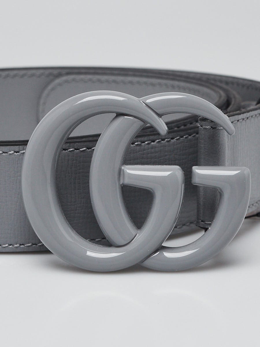 GUCCI グレーレザー ベルト 90-36 Gucci Grey Smooth Leather Double G Belt Size 90/36 | Yoogi's Closet