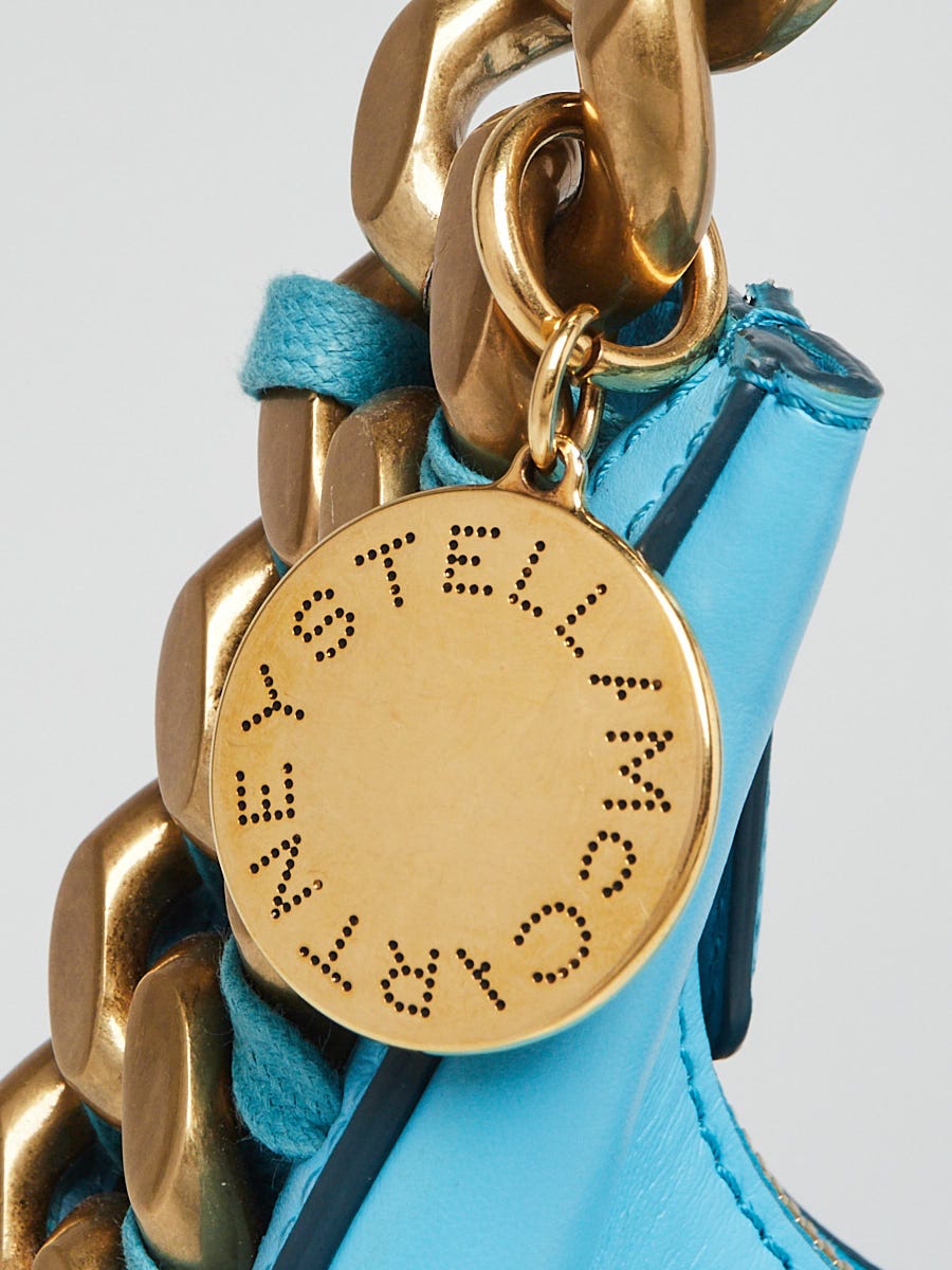 Stella McCartney Aqua Blue Faux Leather Two Tone Chain Small