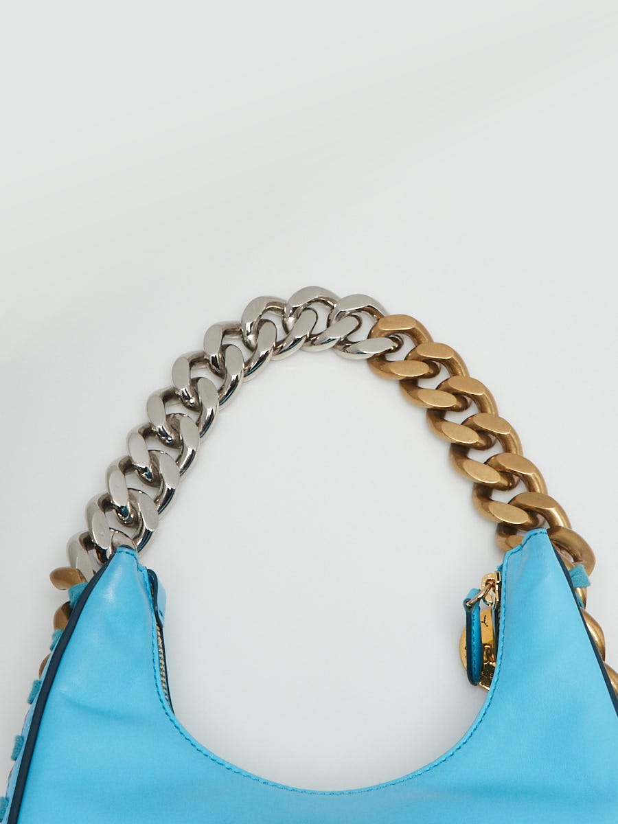 Stella McCartney Aqua Blue Faux Leather Two Tone Chain Small