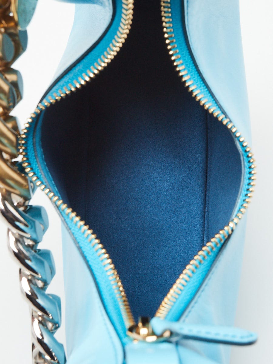Stella McCartney Aqua Blue Faux Leather Two Tone Chain Small