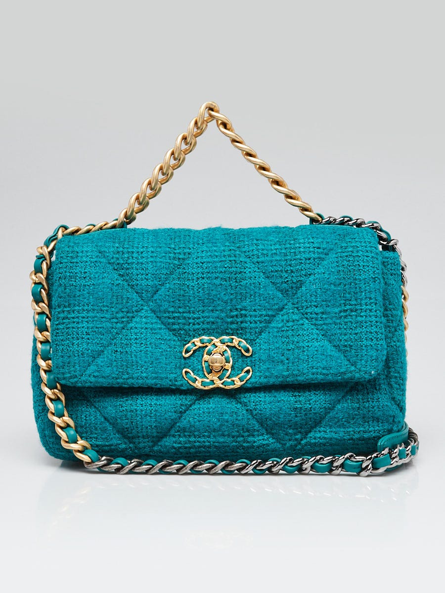 Chanel Green Quilted Tweed Chanel 19 Bag | Yoogi's Closet