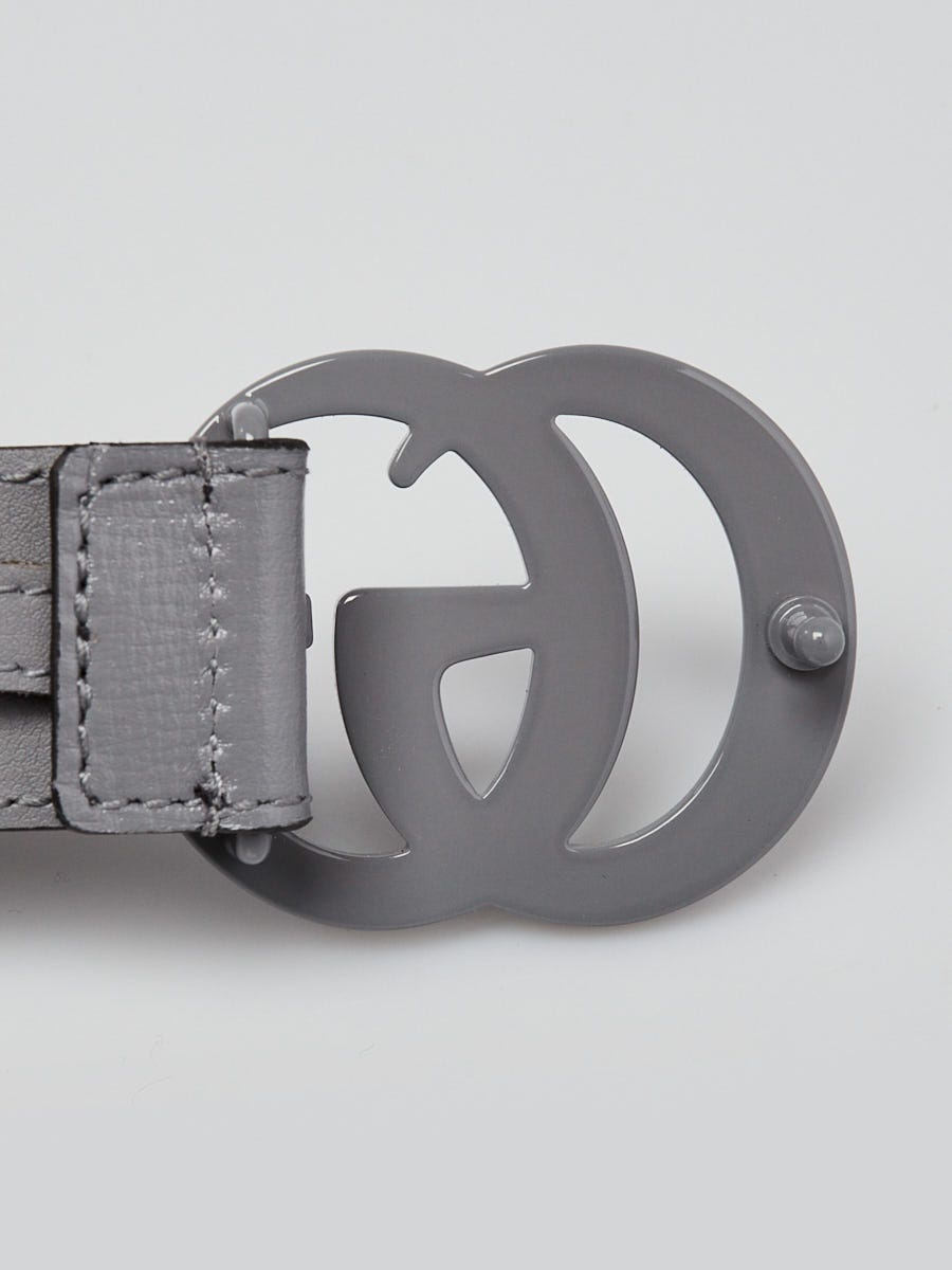 GG Marmont thin belt in metallic silver leather | GUCCI® US