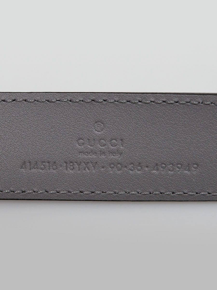 Gucci Grey Smooth Leather Double G Belt Size 90/36 | Yoogi's Closet