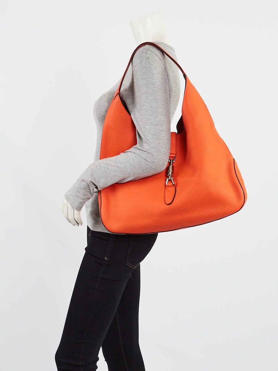 Gucci Orange Pebbled Leather Soft Jackie Hobo Bag | Yoogi's Closet