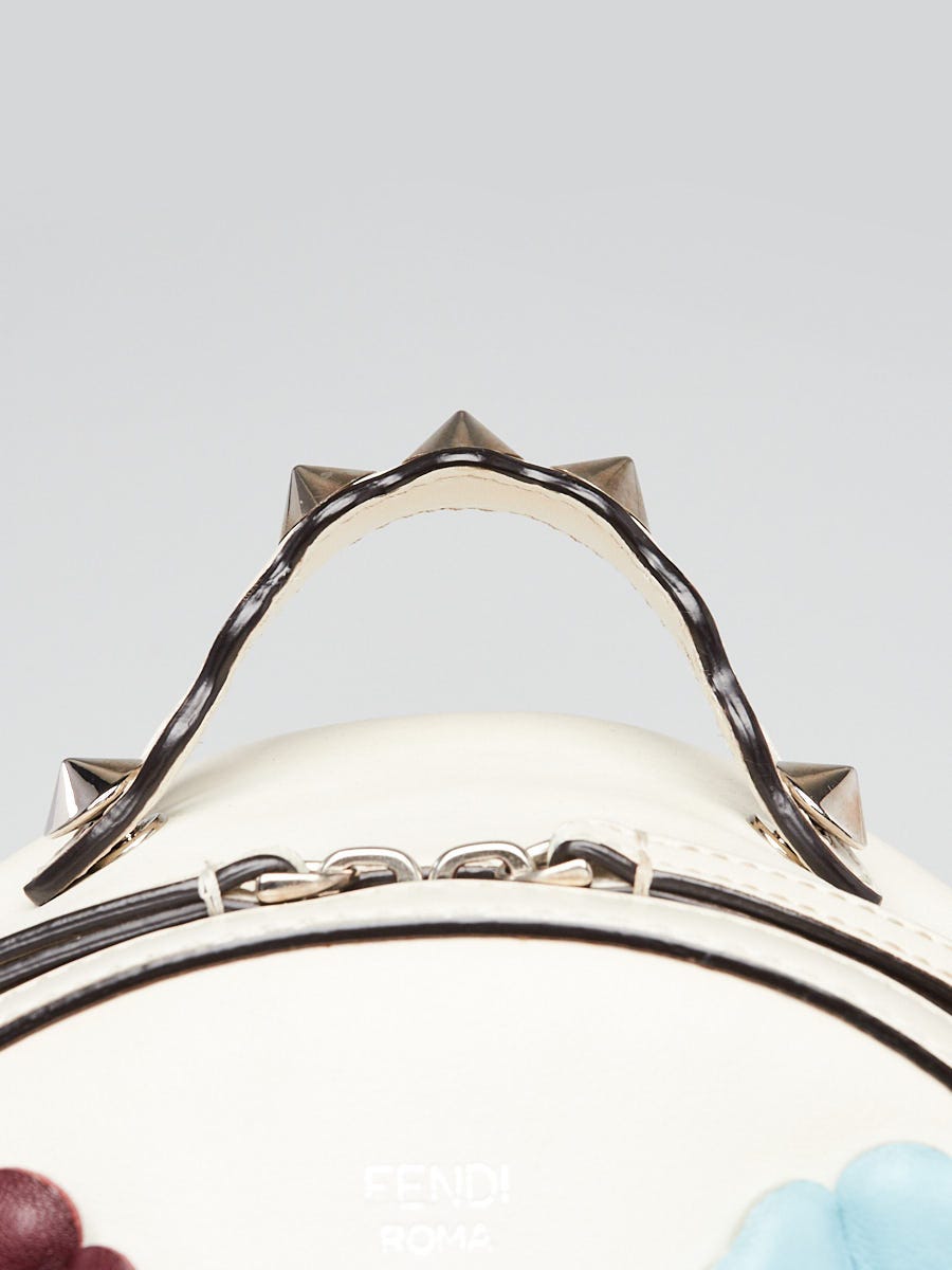 Fendi White Multicolor Leather Flowerland Backpack Bag  display picture 3