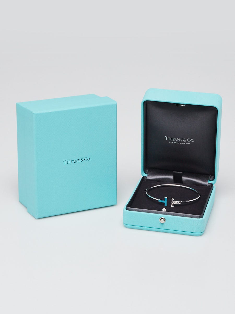 Tiffany & Co. 18k White Gold Diamond and Turquoise Tiffany T Wire