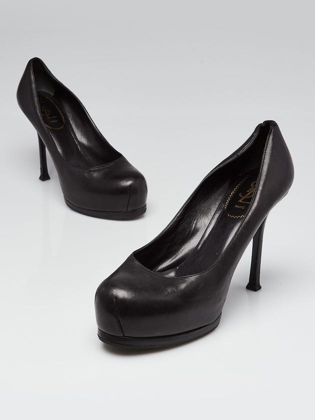 Yves Saint Laurent Black Leather Tribtoo Platform Pumps Size 8.5/39