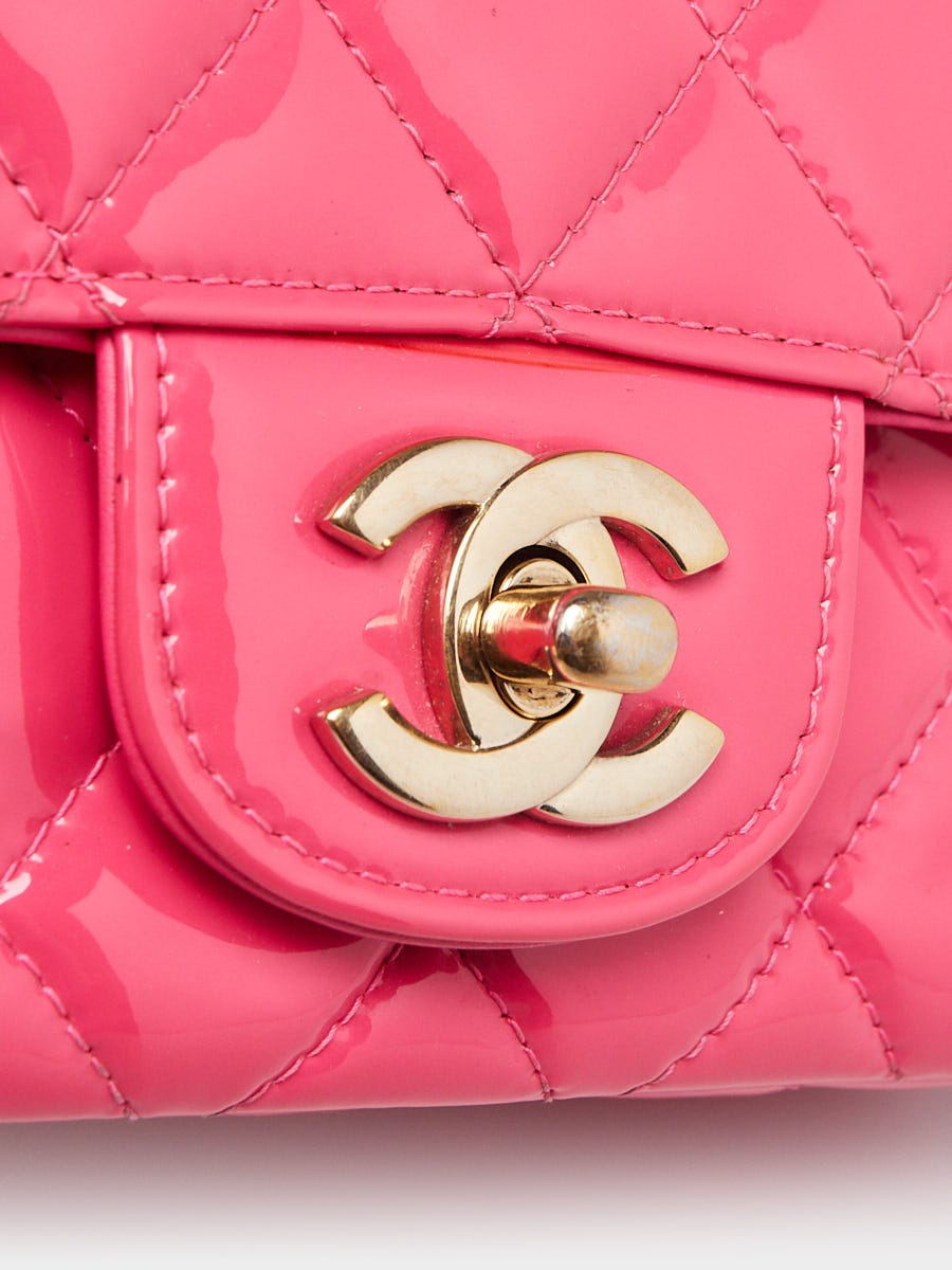 Chanel Pink Quilted Patent Leather Classic Rectangular Mini