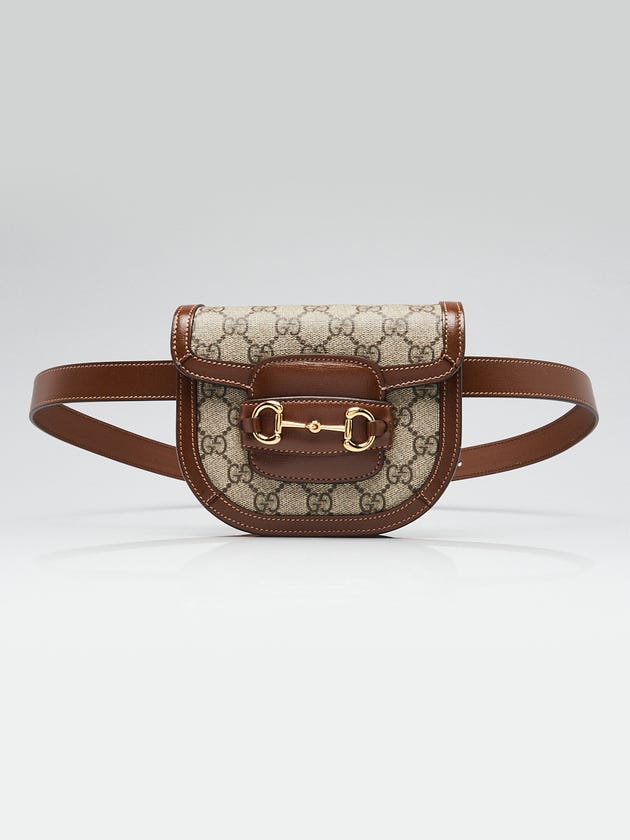 Gucci Beige GG Supreme Coated Canvas Horsebit 1955 Belt Bag Size 100
