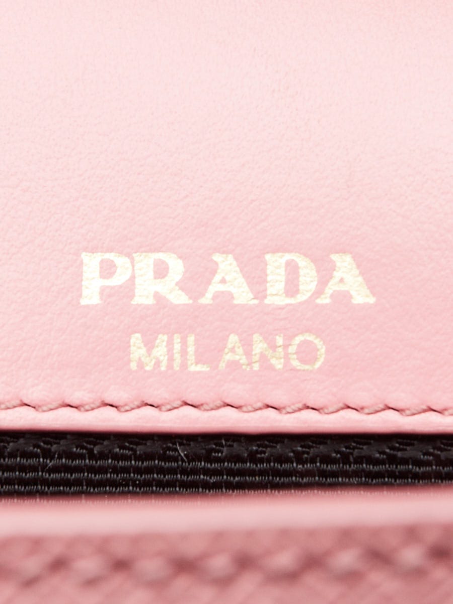 Prada Petalo Pink Saffiano Leather Mini Crossbody Flap Bag 1BH148
