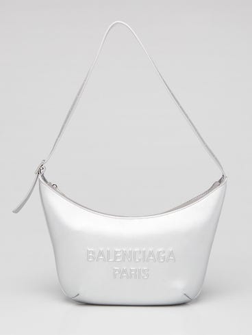Balenciaga Silver Metallic Leather Mary-Kate Shoulder Bag