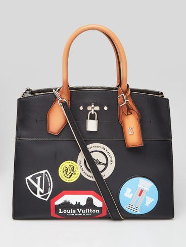 Louis Vuitton Black Calfskin Leather World Tour City Steamer MM Bag