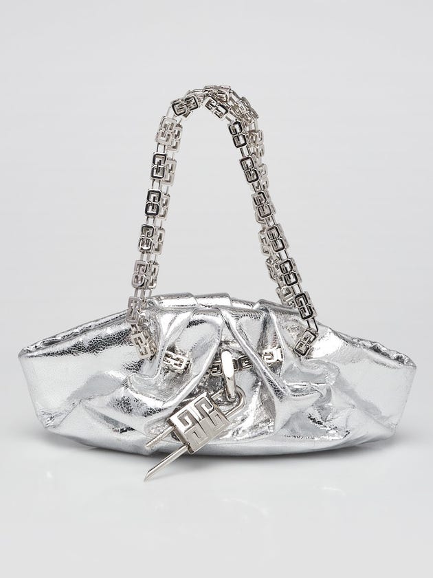 Givenchy Metallic Silver Leather 4G Mini Kenny Bag