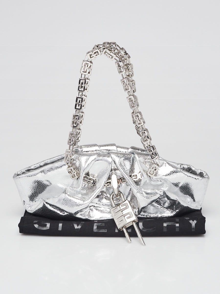 Givenchy Metallic Silver Leather 4G Mini Kenny Bag | Yoogi's Givenchy Metallic Silver Leather 4G Mini Kenny Bag | Yoogi's