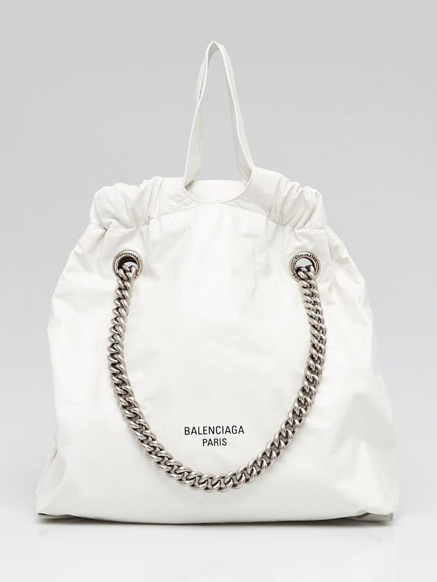 Balenciaga White Quilted Calfskin Leather XS Crush Tote Bag
