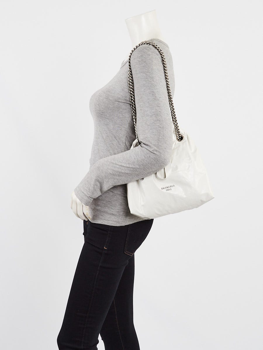 Balenciaga White Quilted Calfskin Leather XS Crush Tote Bag