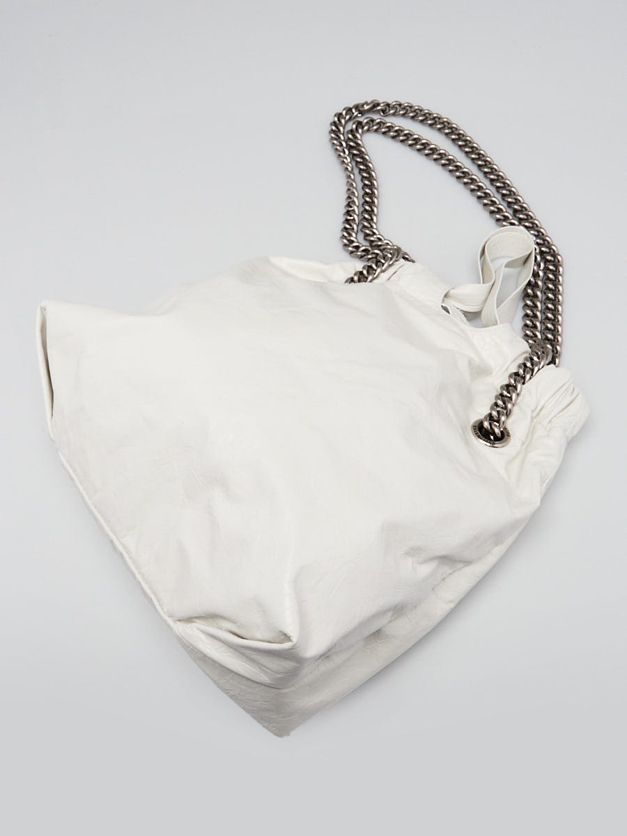 Balenciaga White Quilted Calfskin Leather XS Crush Tote Bag